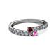 2 - Delise 3.40mm Round Ruby and Pink Sapphire with Side Diamonds Bypass Ring 