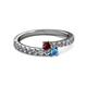 2 - Delise 3.40mm Round Ruby and Blue Topaz with Side Diamonds Bypass Ring 