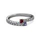 2 - Delise 3.40mm Round Ruby and Iolite with Side Diamonds Bypass Ring 
