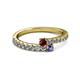 2 - Delise 3.40mm Round Ruby and Iolite with Side Diamonds Bypass Ring 