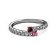 2 - Delise 3.40mm Round Ruby and Rhodolite Garnet with Side Diamonds Bypass Ring 