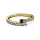 2 - Delise 3.40mm Round Ruby and Aquamarine with Side Diamonds Bypass Ring 