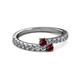 2 - Delise 3.40mm Round Ruby with Side Diamonds Bypass Ring 