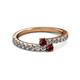 2 - Delise 3.40mm Round Ruby with Side Diamonds Bypass Ring 