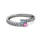 2 - Delise 3.40mm Round Aquamarine and Pink Sapphire with Side Diamonds Bypass Ring 