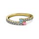 2 - Delise 3.40mm Round Aquamarine and Pink Tourmaline with Side Diamonds Bypass Ring 