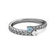 2 - Delise 3.40mm Round Aquamarine and White Sapphire with Side Diamonds Bypass Ring 