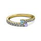 2 - Delise 3.40mm Round Aquamarine and Tanzanite with Side Diamonds Bypass Ring 