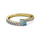 2 - Delise 3.40mm Round Aquamarine and Blue Topaz with Side Diamonds Bypass Ring 