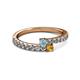 2 - Delise 3.40mm Round Aquamarine and Citrine with Side Diamonds Bypass Ring 