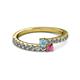 2 - Delise 3.40mm Round Aquamarine and Rhodolite Garnet with Side Diamonds Bypass Ring 