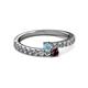2 - Delise 3.40mm Round Aquamarine and Red Garnet with Side Diamonds Bypass Ring 
