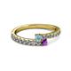 2 - Delise 3.40mm Round Aquamarine and Amethyst with Side Diamonds Bypass Ring 