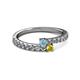 2 - Delise 3.40mm Round Aquamarine and Yellow Sapphire with Side Diamonds Bypass Ring 