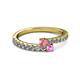 2 - Delise 3.40mm Round Pink Tourmaline and Pink Sapphire with Side Diamonds Bypass Ring 