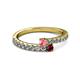 2 - Delise 3.40mm Round Pink Tourmaline and Ruby with Side Diamonds Bypass Ring 