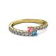 2 - Delise 3.40mm Round Pink Tourmaline and Blue Topaz with Side Diamonds Bypass Ring 