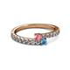 2 - Delise 3.40mm Round Pink Tourmaline and Blue Topaz with Side Diamonds Bypass Ring 