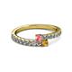 2 - Delise 3.40mm Round Pink Tourmaline and Citrine with Side Diamonds Bypass Ring 