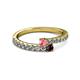 2 - Delise 3.40mm Round Pink Tourmaline and Red Garnet with Side Diamonds Bypass Ring 