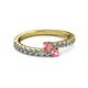 2 - Delise 3.40mm Round Pink Tourmaline with Side Diamonds Bypass Ring 