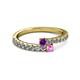 2 - Delise 3.40mm Round Amethyst and Pink Sapphire with Side Diamonds Bypass Ring 