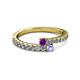 2 - Delise 3.40mm Round Amethyst and Tanzanite with Side Diamonds Bypass Ring 