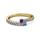 2 - Delise 3.40mm Round Amethyst and Blue Topaz with Side Diamonds Bypass Ring 
