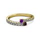 2 - Delise 3.40mm Round Amethyst and Red Garnet with Side Diamonds Bypass Ring 
