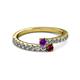 2 - Delise 3.40mm Round Amethyst and Ruby with Side Diamonds Bypass Ring 