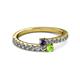 2 - Delise 3.40mm Round Iolite and Peridot with Side Diamonds Bypass Ring 