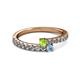 2 - Delise 3.40mm Round Peridot and Aquamarine with Side Diamonds Bypass Ring 