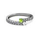 2 - Delise 3.40mm Round Peridot and White Sapphire with Side Diamonds Bypass Ring 