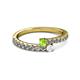 2 - Delise 3.40mm Round Peridot and White Sapphire with Side Diamonds Bypass Ring 