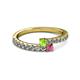 2 - Delise 3.40mm Round Peridot and Rhodolite Garnet with Side Diamonds Bypass Ring 