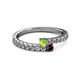 2 - Delise 3.40mm Round Peridot and Red Garnet with Side Diamonds Bypass Ring 