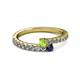2 - Delise 3.40mm Round Peridot and Blue Sapphire with Side Diamonds Bypass Ring 