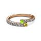 2 - Delise 3.40mm Round Peridot and Yellow Sapphire with Side Diamonds Bypass Ring 