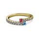 2 - Delise 3.40mm Round Rhodolite Garnet and Blue Topaz with Side Diamonds Bypass Ring 