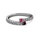 2 - Delise 3.40mm Round Rhodolite and Red Garnet with Side Diamonds Bypass Ring 