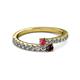 2 - Delise 3.40mm Round Rhodolite and Red Garnet with Side Diamonds Bypass Ring 