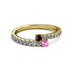 2 - Delise 3.40mm Round Red Garnet and Pink Sapphire with Side Diamonds Bypass Ring 