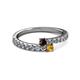 2 - Delise 3.40mm Round Red Garnet and Citrine with Side Diamonds Bypass Ring 