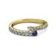 2 - Delise 3.40mm Round Diamond and Blue Sapphire with Side Diamonds Bypass Ring 