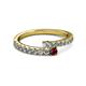 2 - Delise 3.40mm Round Diamond and Ruby with Side Diamonds Bypass Ring 