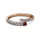 2 - Delise 3.40mm Round Diamond and Ruby with Side Diamonds Bypass Ring 
