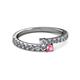2 - Delise 3.40mm Round Diamond and Pink Tourmaline with Side Diamonds Bypass Ring 