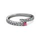 2 - Delise 3.40mm Round Diamond and Rhodolite Garnet with Side Diamonds Bypass Ring 
