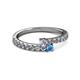 2 - Delise 3.40mm Round Diamond and Blue Topaz with Side Diamonds Bypass Ring 