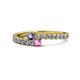 1 - Delise 3.40mm Round Iolite and Pink Sapphire with Side Diamonds Bypass Ring 